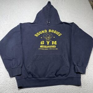 Classic Hoodie Mens L Blue Round Bodies Gym Homer Simpson Fleece Sweatshirt VTG